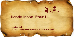Mendelsohn Patrik névjegykártya